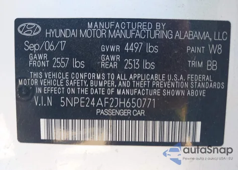 2018 Hyundai Sonata Se from USA, damaged, VIN 5NPE24AF2JH650771